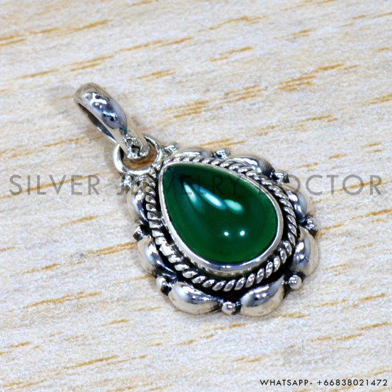 Green Onyx 925 Sterling Silver Pendant (SJWP-1519) Green Onyx 925 Sterling Silver Pendant (SJWP-1519)