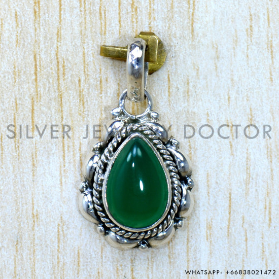 Green Onyx 925 Sterling Silver Pendant (SJWP-1519) Green Onyx 925 Sterling Silver Pendant (SJWP-1519)
