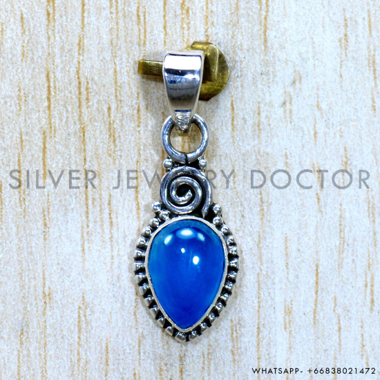 Blue Chalcedony 925 Sterling Silver Pendant (SJWP-1523) Blue Chalcedony 925 Sterling Silver Pendant (SJWP-1523)