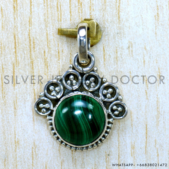 Malachite 925 Sterling Silver Pendant (SJWP-1526) Malachite 925 Sterling Silver Pendant (SJWP-1526)