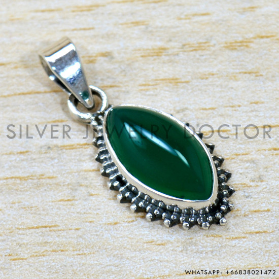 Green Onyx 925 Sterling Silver Pendant (SJWP-1528)