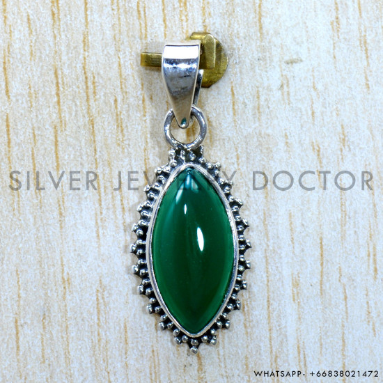 Green Onyx 925 Sterling Silver Pendant (SJWP-1528)
