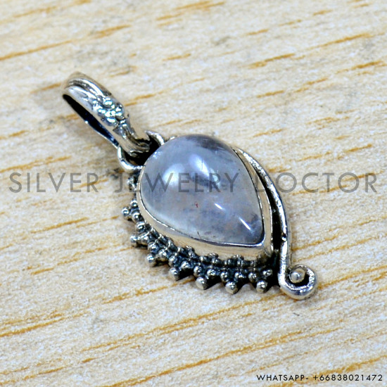 Rainbow Moonstone 925 Sterling Silver Pendant (SJWP-1529) Rainbow Moonstone 925 Sterling Silver Pendant (SJWP-1529)