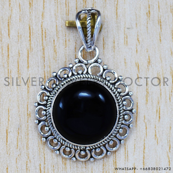 Black Onyx 925 Sterling Silver Pendant (SJWP-153) Black Onyx 925 Sterling Silver Pendant (SJWP-153)