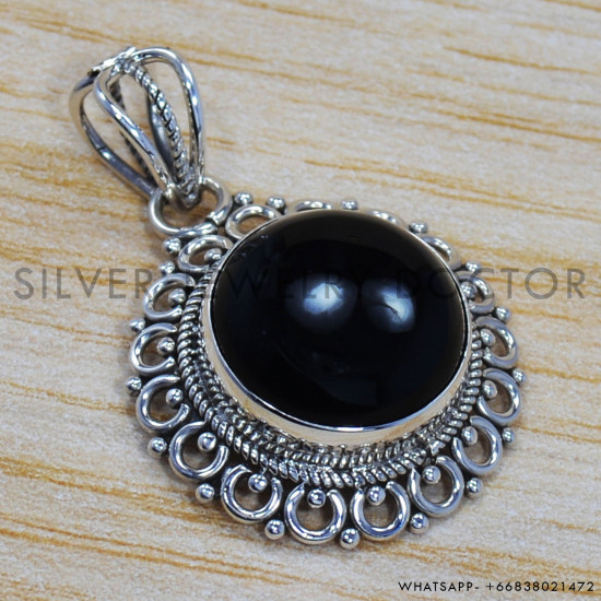 Black Onyx 925 Sterling Silver Pendant (SJWP-153) Black Onyx 925 Sterling Silver Pendant (SJWP-153)