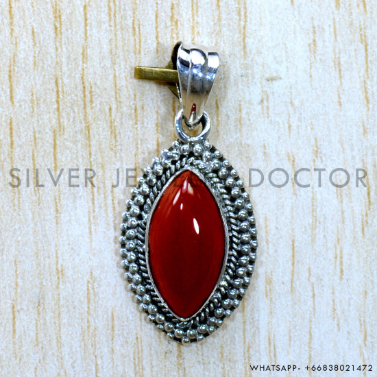 Carnelian 925 Sterling Silver Pendant (SJWP-1531) Carnelian 925 Sterling Silver Pendant (SJWP-1531)