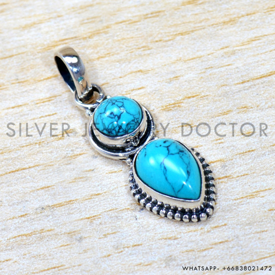 Turquoise 925 Sterling Silver Pendant (SJWP-1536) Turquoise 925 Sterling Silver Pendant (SJWP-1536)