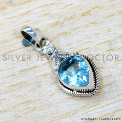 Blue Topaz 925 Sterling Silver Pendant (SJWP-1537)