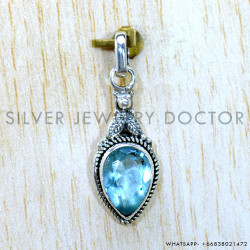 Blue Topaz 925 Sterling Silver Pendant (SJWP-1537)