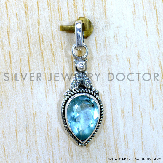 Blue Topaz 925 Sterling Silver Pendant (SJWP-1537) Blue Topaz 925 Sterling Silver Pendant (SJWP-1537)