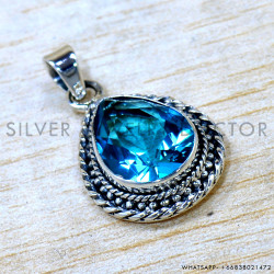 Blue Topaz 925 Sterling Silver Pendant (SJWP-1538)