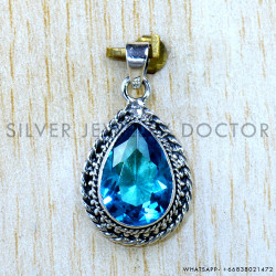 Blue Topaz 925 Sterling Silver Pendant (SJWP-1538)