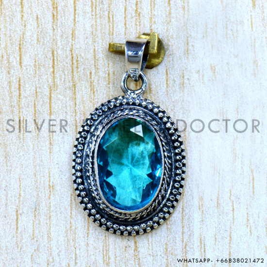 Blue Topaz 925 Sterling Silver Pendant (SJWP-1539) Blue Topaz 925 Sterling Silver Pendant (SJWP-1539)