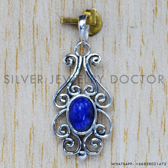 Lapis Lazuli 925 Sterling Silver Pendant (SJWP-154) Lapis Lazuli 925 Sterling Silver Pendant (SJWP-154)