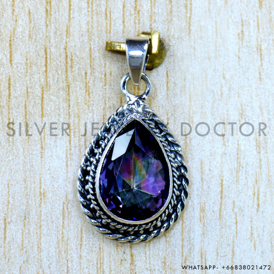 Mystic Topaz 925 Sterling Silver Pendant (SJWP-1540) Mystic Topaz 925 Sterling Silver Pendant (SJWP-1540)