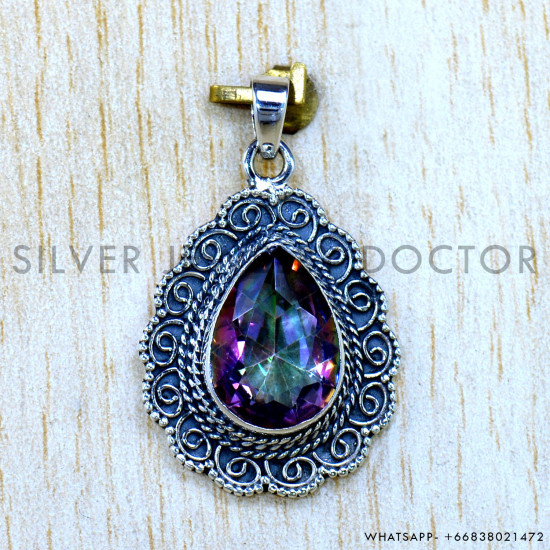 Mystic Topaz 925 Sterling Silver Pendant (SJWP-1542) Mystic Topaz 925 Sterling Silver Pendant (SJWP-1542)