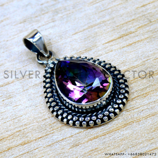 Mystic Topaz 925 Sterling Silver Pendant (SJWP-1546) Mystic Topaz 925 Sterling Silver Pendant (SJWP-1546)