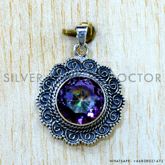 Mystic Topaz 925 Sterling Silver Pendant (SJWP-1547) Mystic Topaz 925 Sterling Silver Pendant (SJWP-1547)