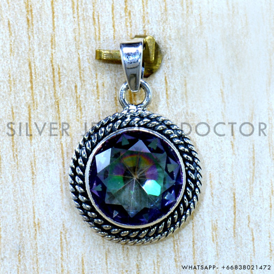 Mystic Topaz 925 Sterling Silver Pendant (SJWP-1549) Mystic Topaz 925 Sterling Silver Pendant (SJWP-1549)