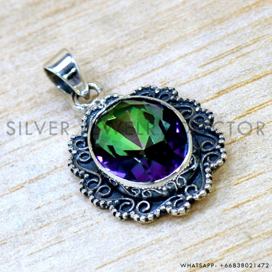 Mystic Topaz 925 Sterling Silver Pendant (SJWP-1551) Mystic Topaz 925 Sterling Silver Pendant (SJWP-1551)