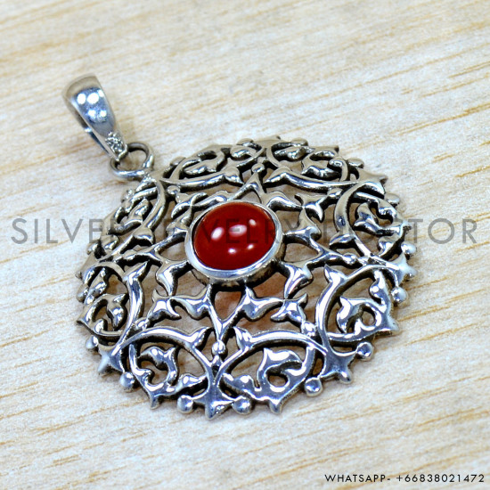 Carnelian 925 Sterling Silver Pendant (SJWP-1552)