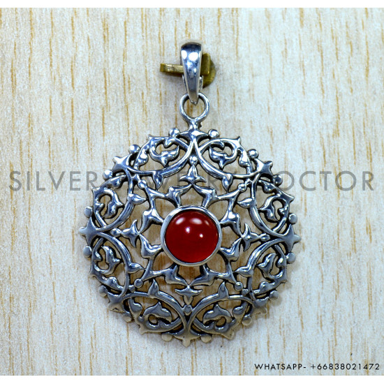 Carnelian 925 Sterling Silver Pendant (SJWP-1552)