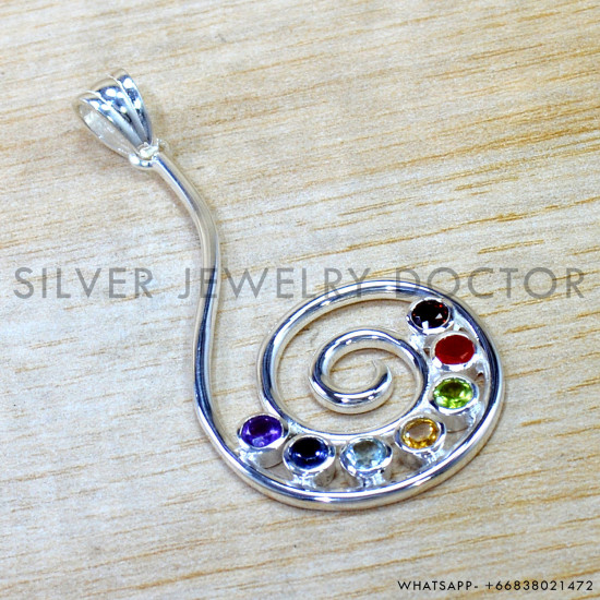 Multistone 925 Sterling Silver Pendant (SJWP-1555)