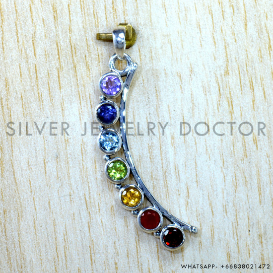 Multistone 925 Sterling Silver Pendant (SJWP-1556)