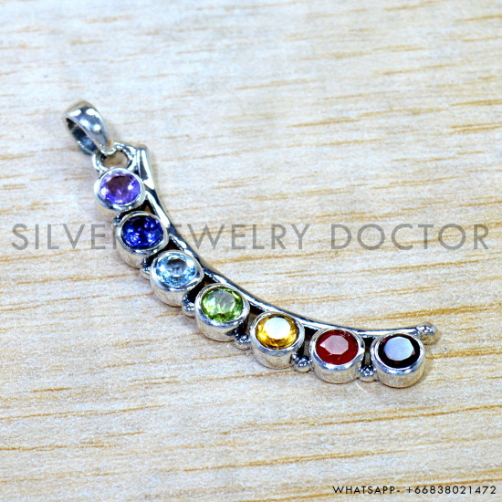 Multistone 925 Sterling Silver Pendant (SJWP-1556)