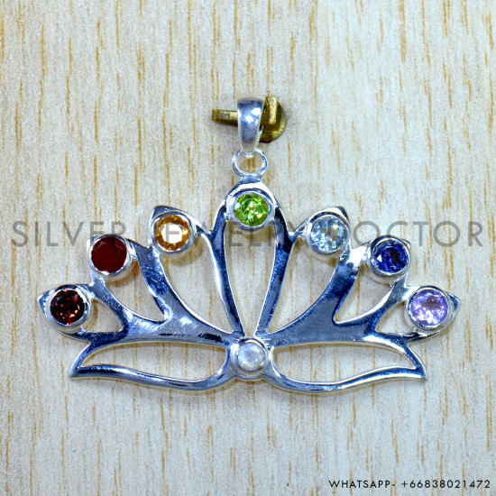Multistone 925 Sterling Silver Pendant (SJWP-1558)