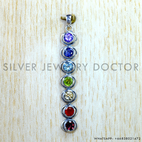 Multistone 925 Sterling Silver Pendant (SJWP-1560)