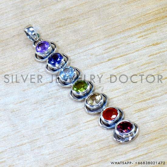 Multistone 925 Sterling Silver Pendant (SJWP-1560)