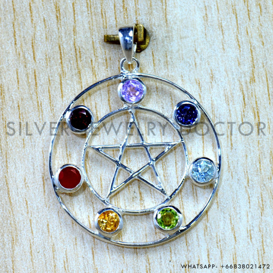 Multistone 925 Sterling Silver Pendant (SJWP-1562)