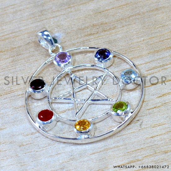 Multistone 925 Sterling Silver Pendant (SJWP-1562)