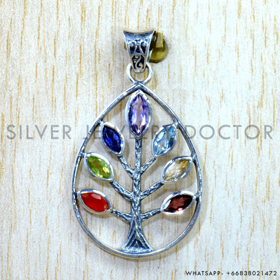 Multistone 925 Sterling Silver Pendant (SJWP-1564)