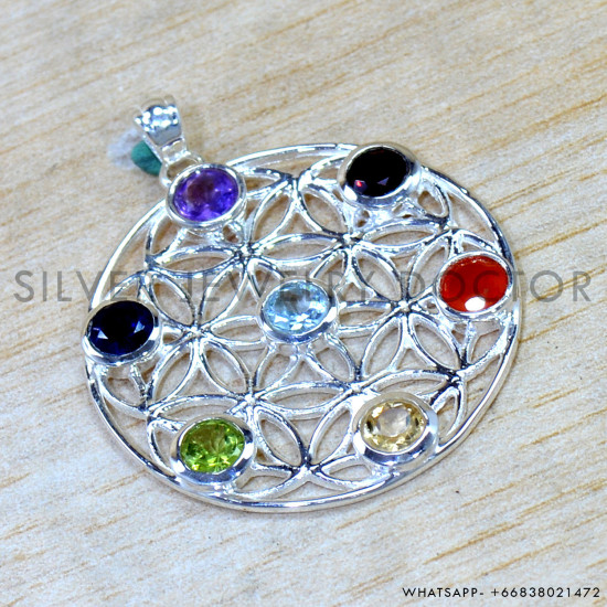 Multistone 925 Sterling Silver Pendant (SJWP-1565)