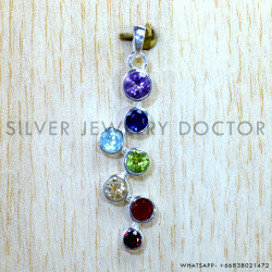 Multistone 925 Sterling Silver Pendant (SJWP-1566)