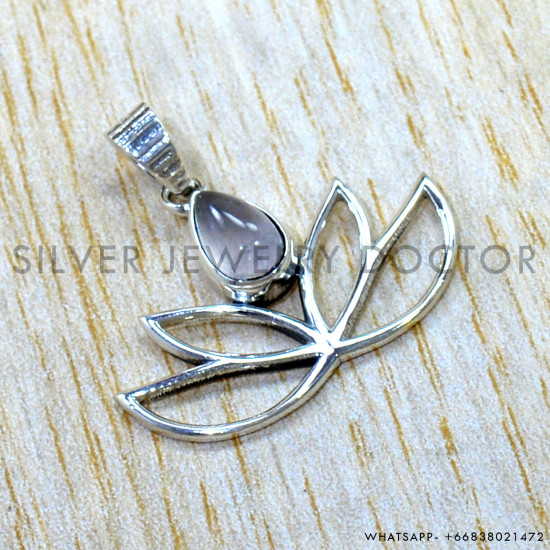 Rose Quartz 925 Sterling Silver Pendant (SJWP-1572) Rose Quartz 925 Sterling Silver Pendant (SJWP-1572)