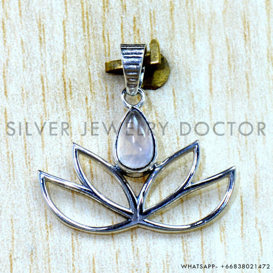 Rose Quartz 925 Sterling Silver Pendant (SJWP-1572) Rose Quartz 925 Sterling Silver Pendant (SJWP-1572)