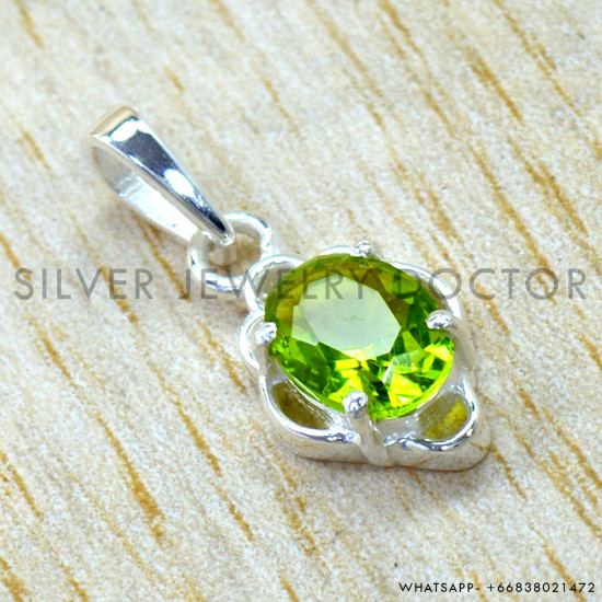 Peridot 925 Sterling Silver Pendant (SJWP-1575)