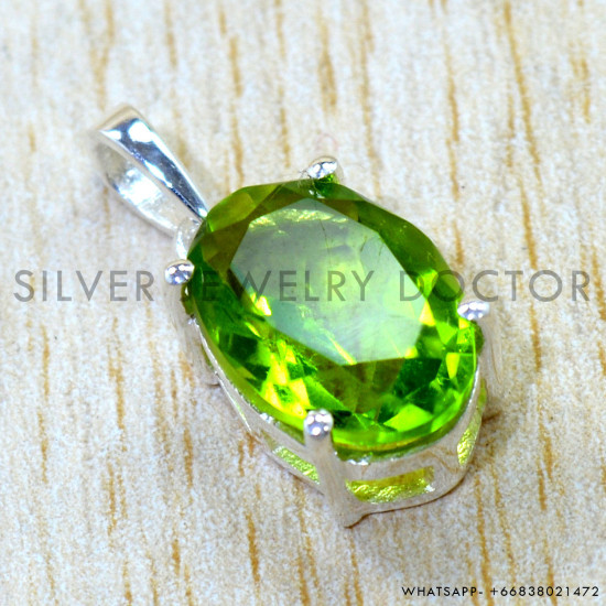 Peridot 925 Sterling Silver Pendant (SJWP-1576)