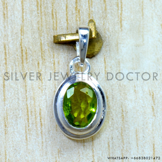 Peridot 925 Sterling Silver Pendant (SJWP-1577)