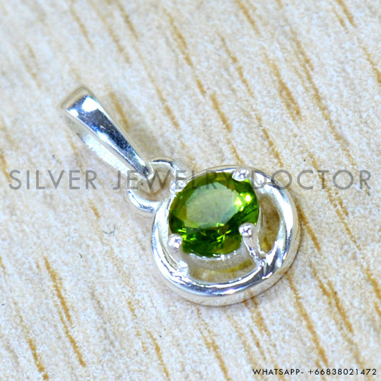 Peridot 925 Sterling Silver Pendant (SJWP-1578)