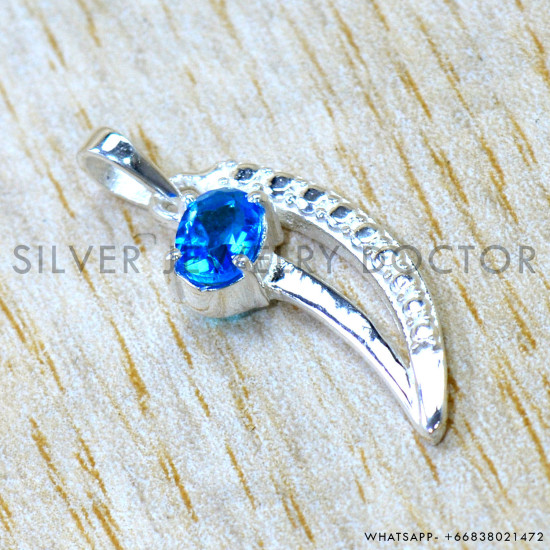 Blue Topaz 925 Sterling Silver Pendant (SJWP-1580)