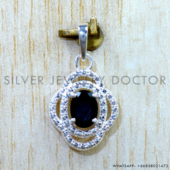 Black Onyx 925 Sterling Silver Pendant (SJWP-1581)