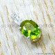 Peridot And Crystal 925 Sterling Silver Pendant (SJWP-1582)