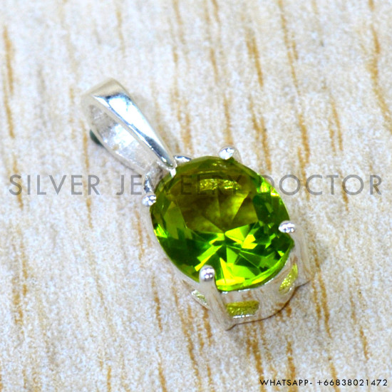 Peridot 925 Sterling Silver Pendant (SJWP-1583)