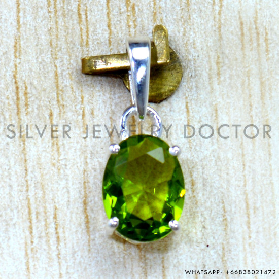 Peridot 925 Sterling Silver Pendant (SJWP-1583)
