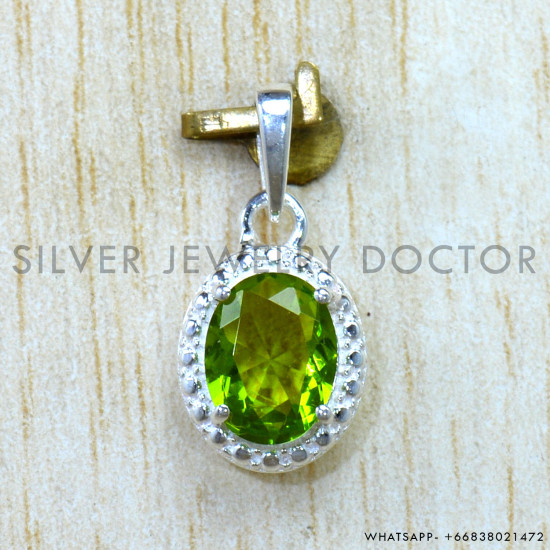 Peridot 925 Sterling Silver Pendant (SJWP-1588)