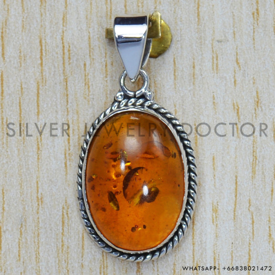 Amber 925 Sterling Silver Pendant (SJWP-159) Amber 925 Sterling Silver Pendant (SJWP-159)